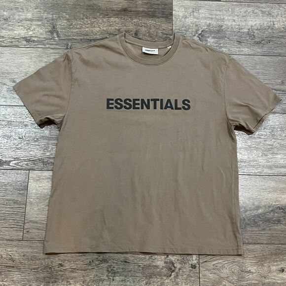 Fear of God Essentials Short-Sleeve Tee Shirt 'Taupe' Brown Tan - Men's Large - Picture 1 of 7